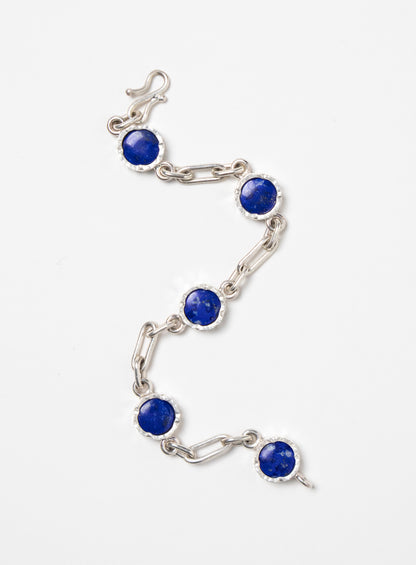 5 Stone Lapis Lazuli Bracelet - Sterling Silver