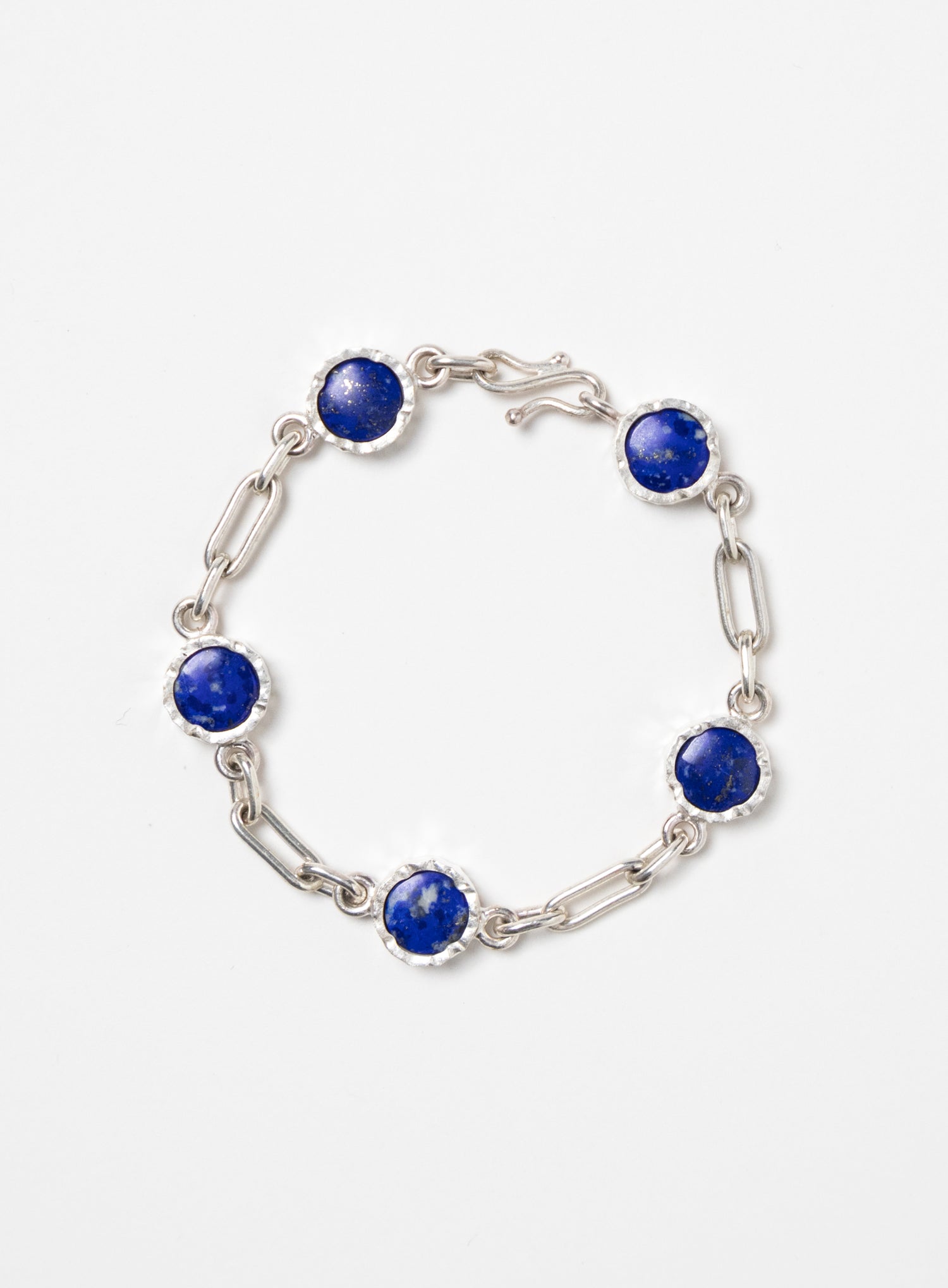 5 Stone Lapis Lazuli Bracelet - Sterling Silver