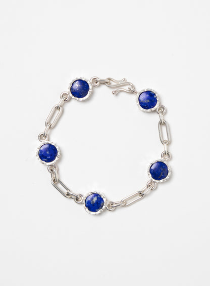 5 Stone Lapis Lazuli Bracelet - Sterling Silver