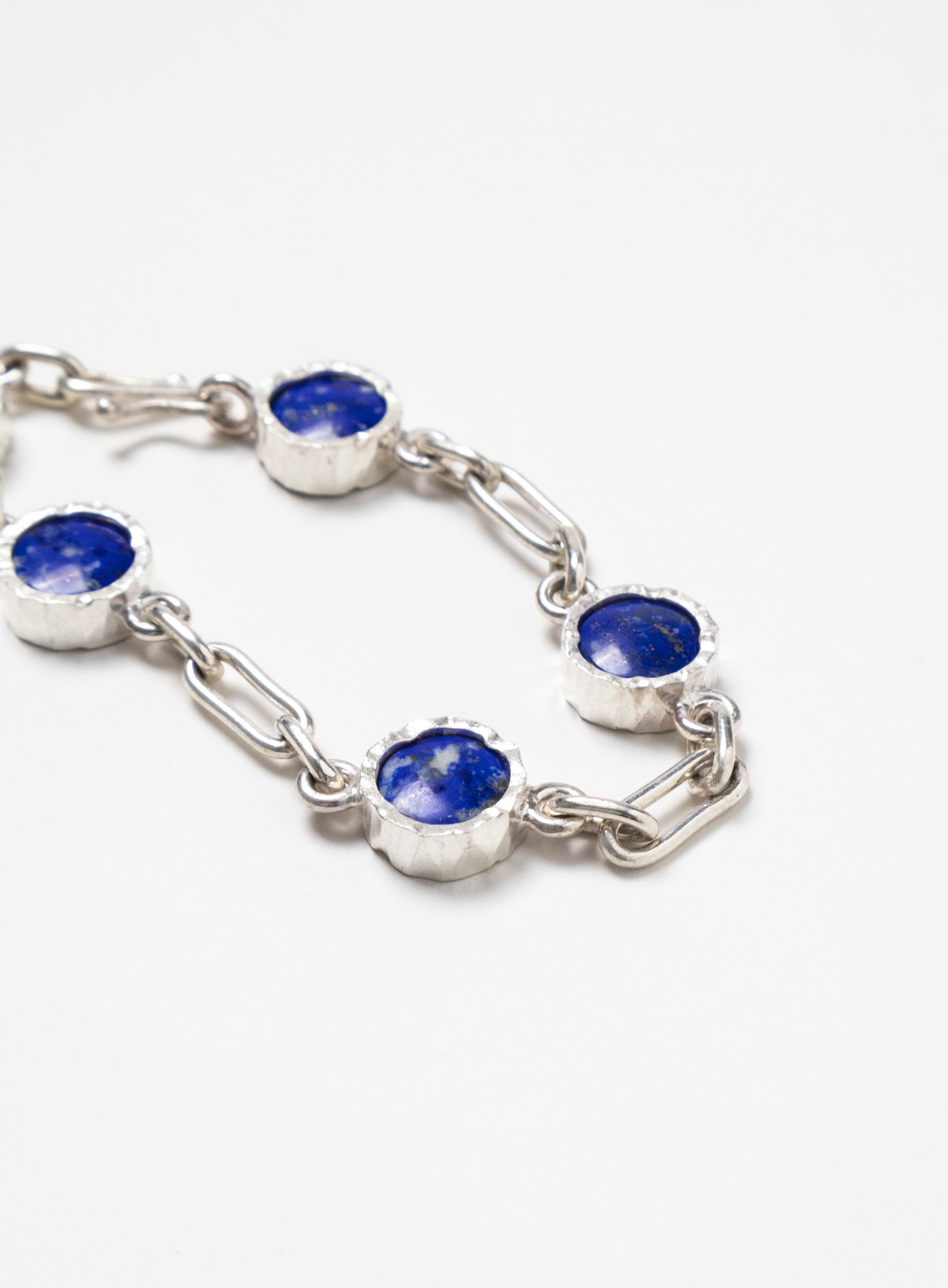 5 Stone Lapis Lazuli Bracelet - Sterling Silver