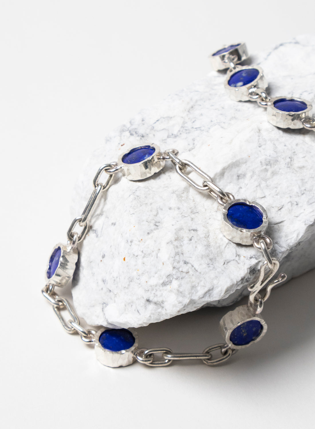 5 Stone Lapis Lazuli Bracelet - Sterling Silver