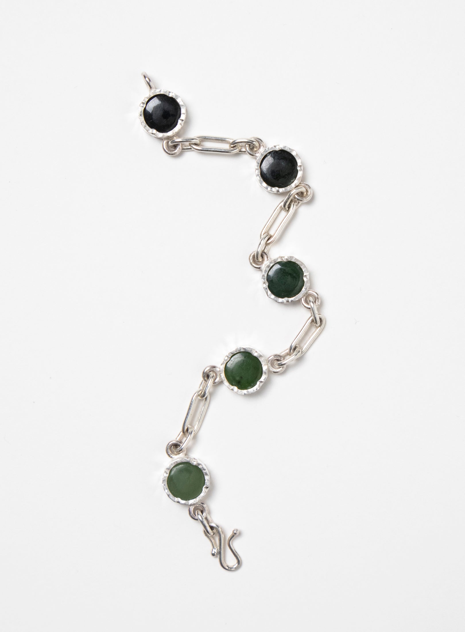5 Stone Pounamu Bracelet - Sterling Silver