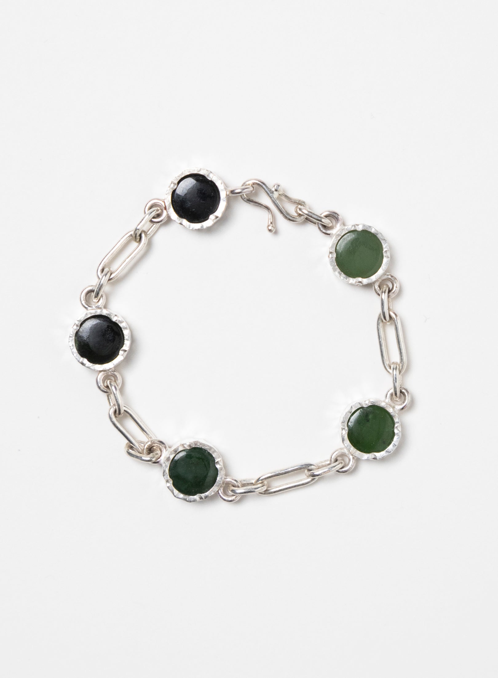 5 Stone Pounamu Bracelet - Sterling Silver