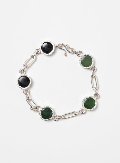 5 Stone Pounamu Bracelet - Sterling Silver