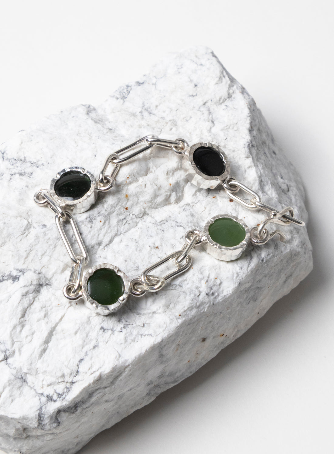 4 Stone Pounamu Bracelet - Sterling Silver