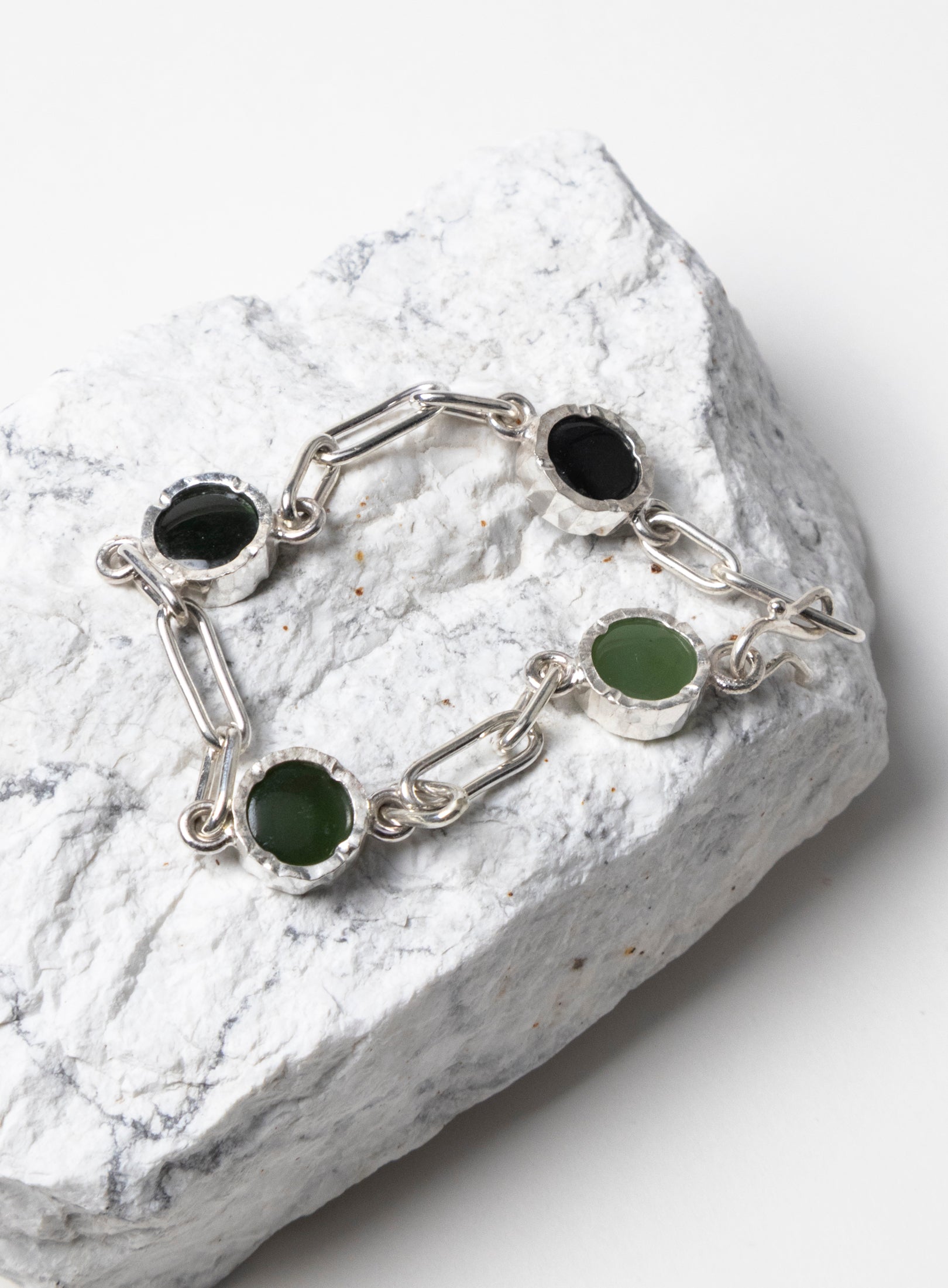 4 Stone Pounamu Bracelet - Sterling Silver