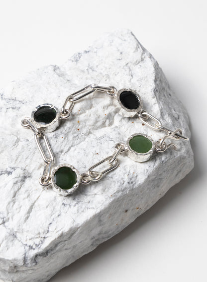 4 Stone Pounamu Bracelet - Sterling Silver