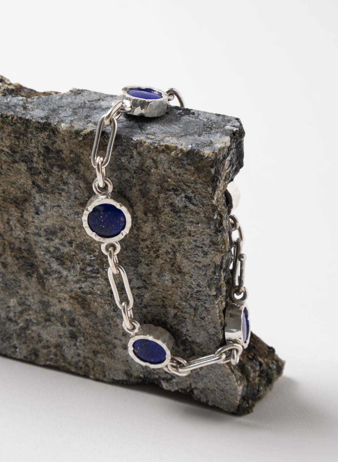 5 Stone Lapis Lazuli Bracelet - Sterling Silver