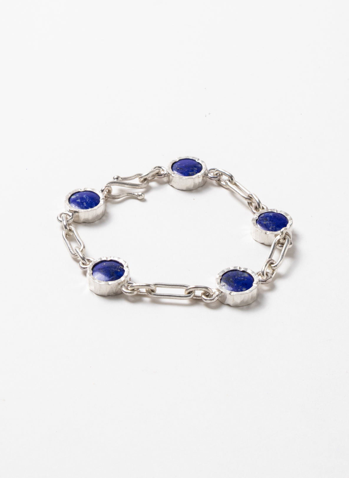 5 Stone Lapis Lazuli Bracelet - Sterling Silver