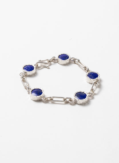 5 Stone Lapis Lazuli Bracelet - Sterling Silver