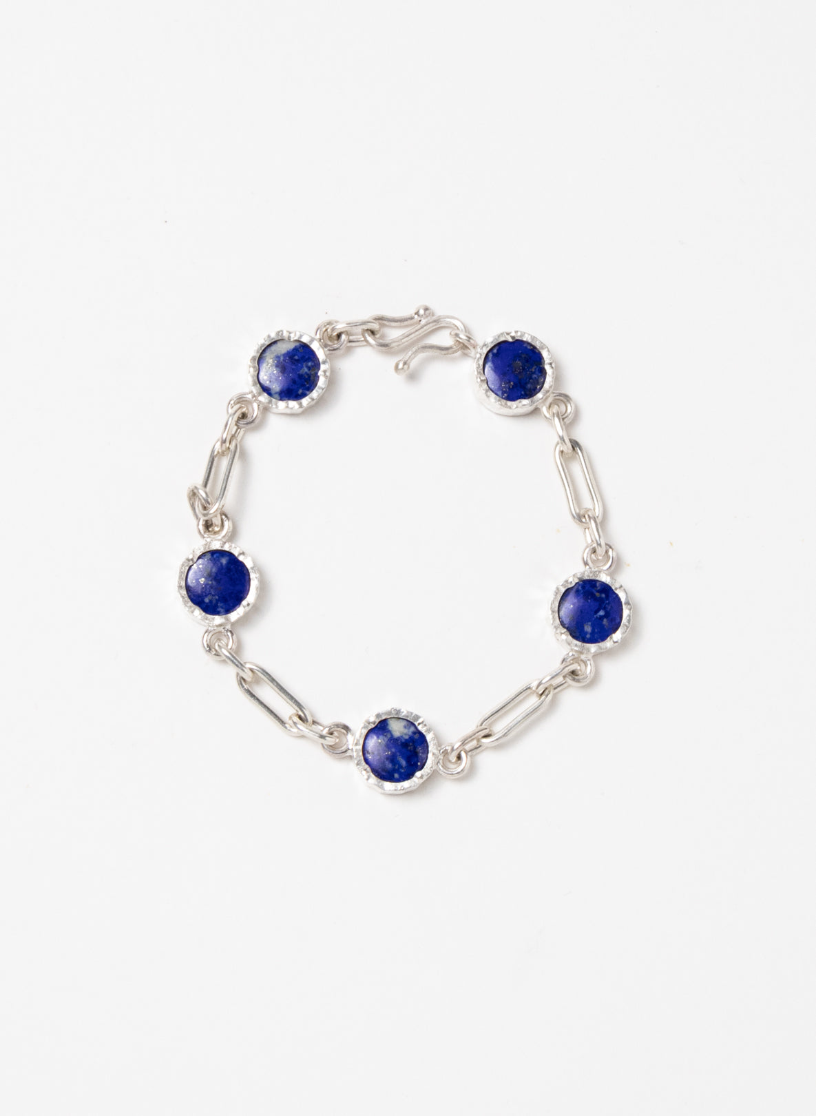 5 Stone Lapis Lazuli Bracelet - Sterling Silver