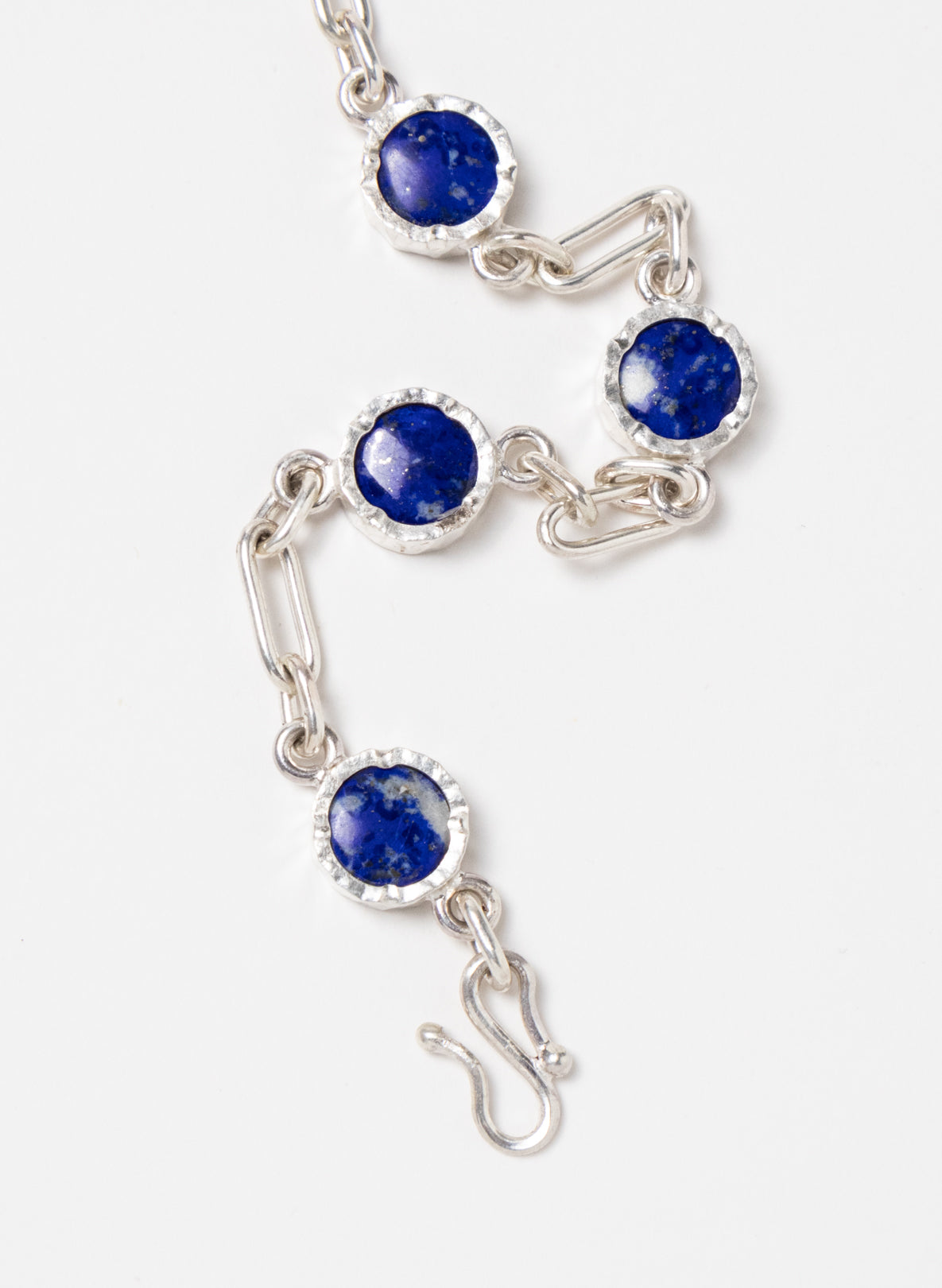 5 Stone Lapis Lazuli Bracelet - Sterling Silver
