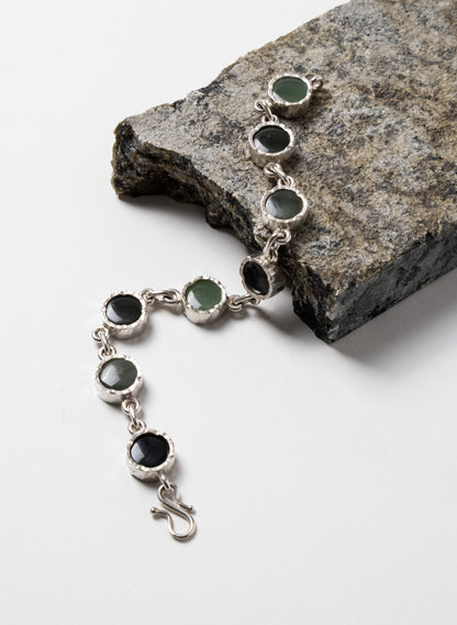 8 Stone Pounamu Bracelet - Sterling Silver