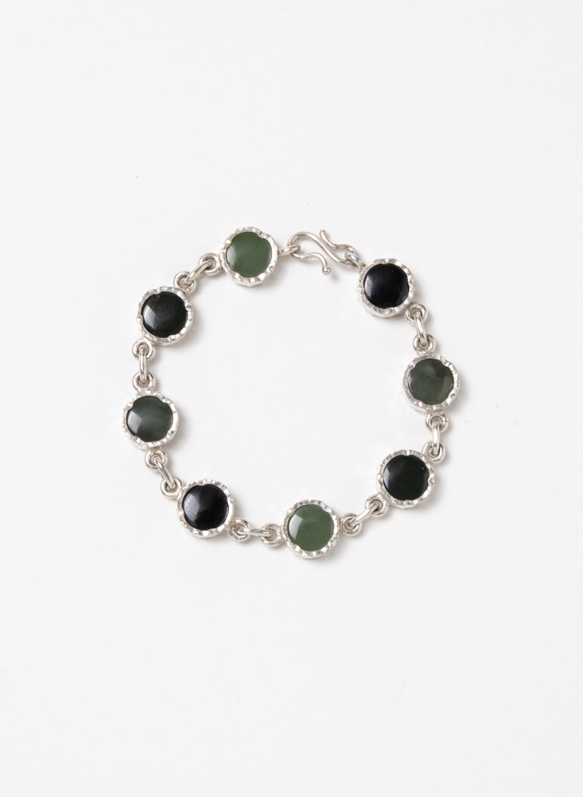 8 Stone Pounamu Bracelet - Sterling Silver