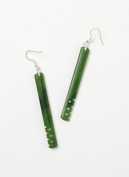 Notched Pounamu Earrings