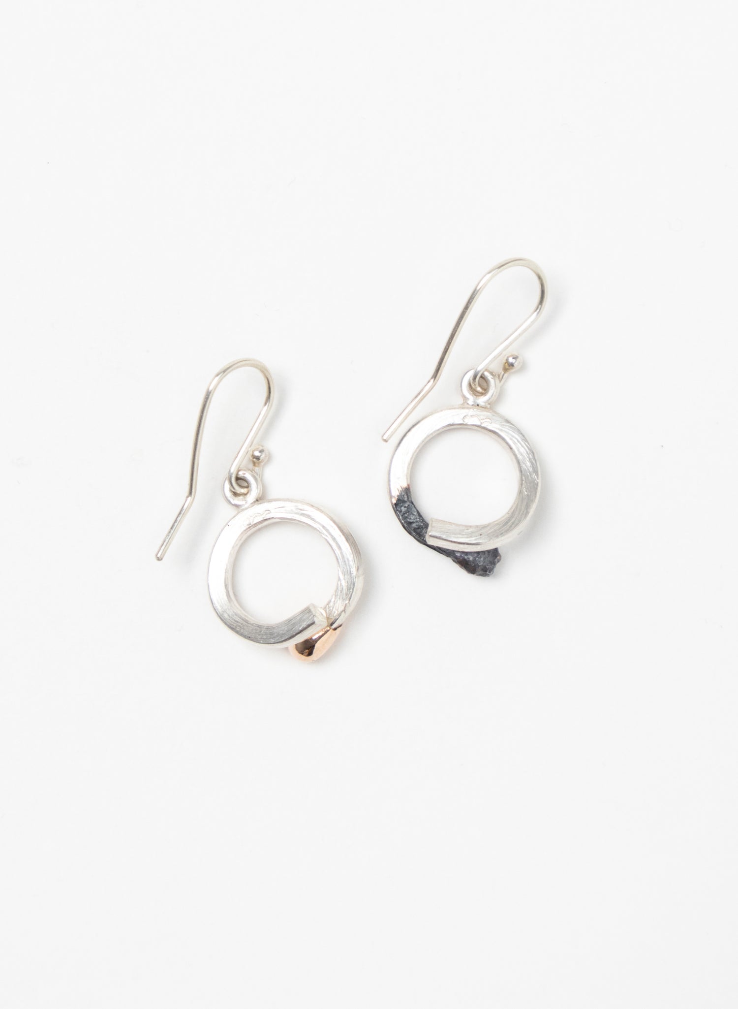 Curled Burnt &amp; Live Match Earrings - Sterling Silver &amp; Rose Gold