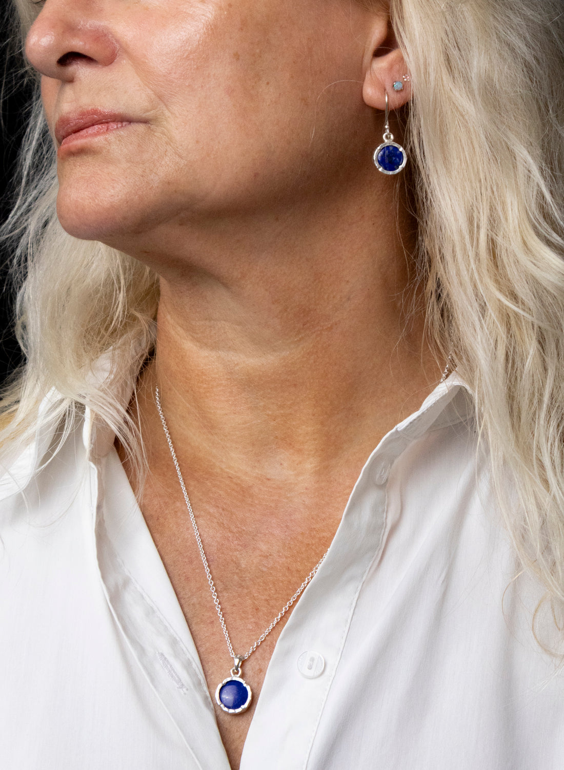 Round Lapis Earrings