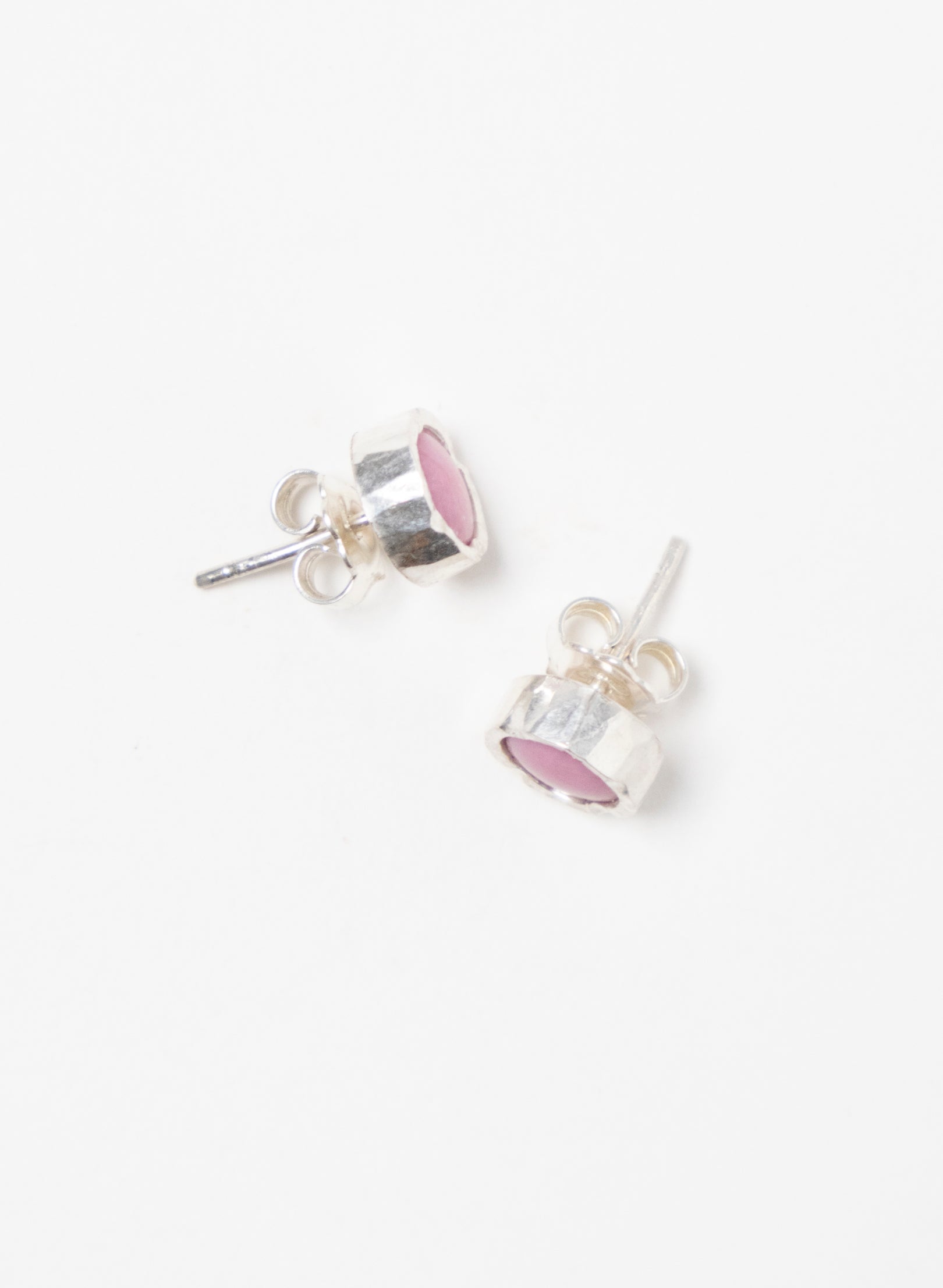 Round Rhodinite Stud Earrings