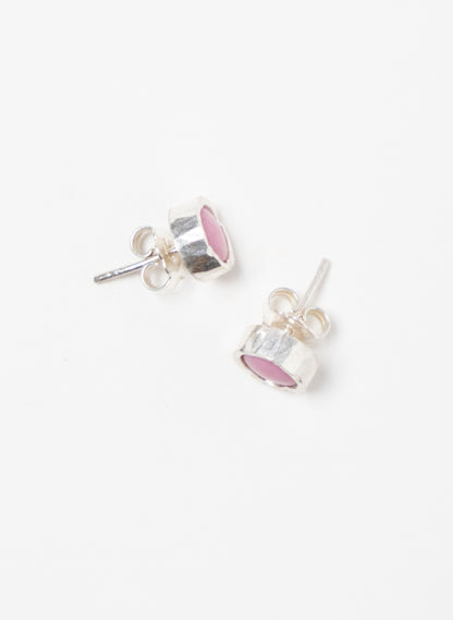 Round Rhodinite Stud Earrings