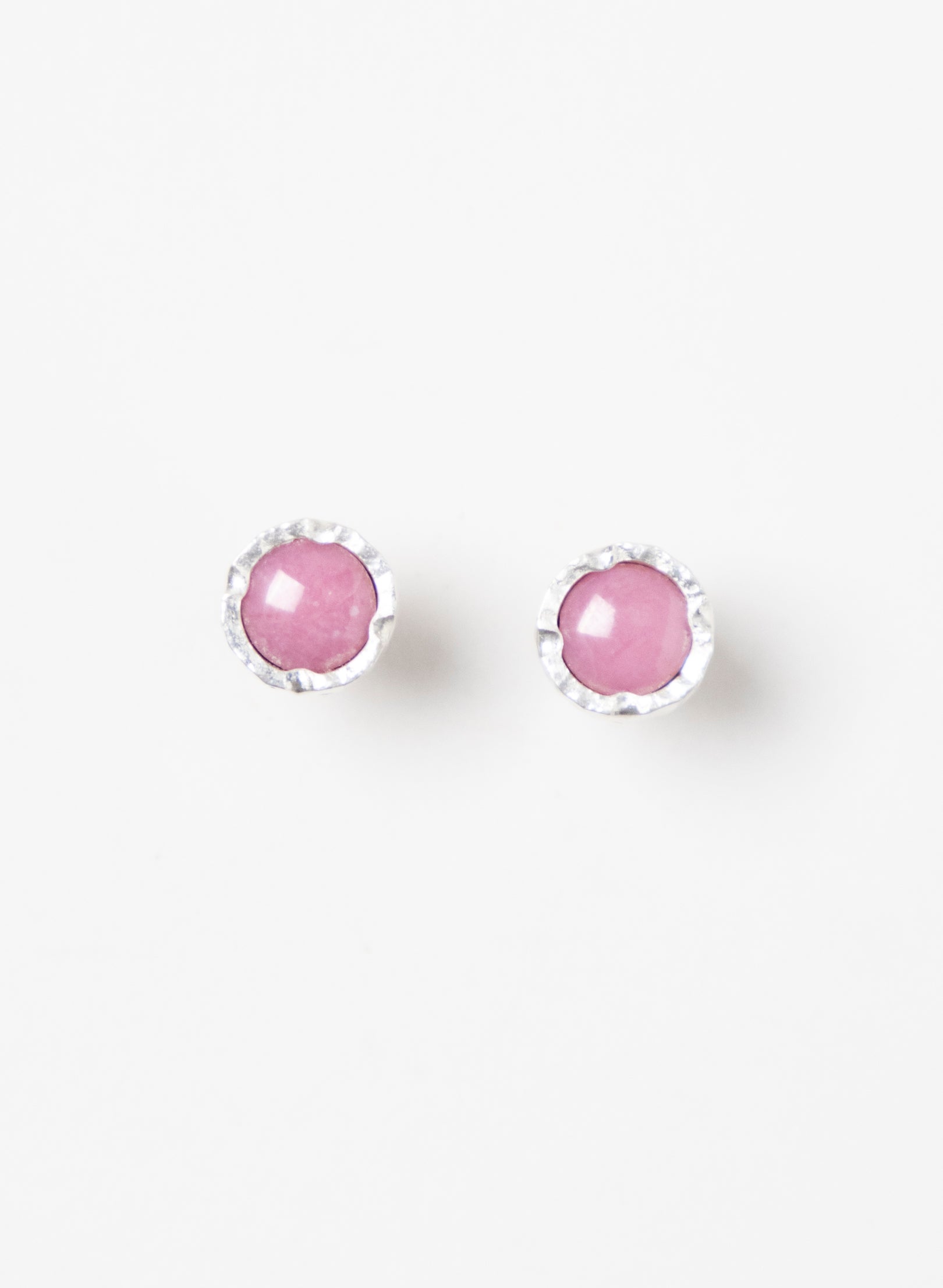 Round Rhodinite Stud Earrings