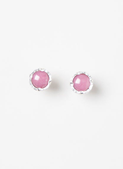 Round Rhodinite Stud Earrings