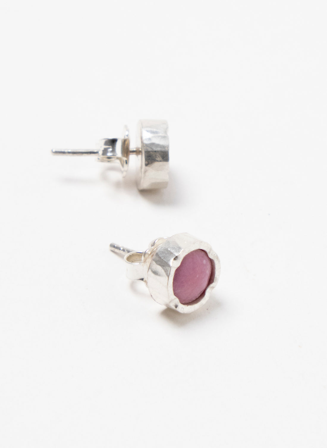 Round Rhodinite Stud Earrings