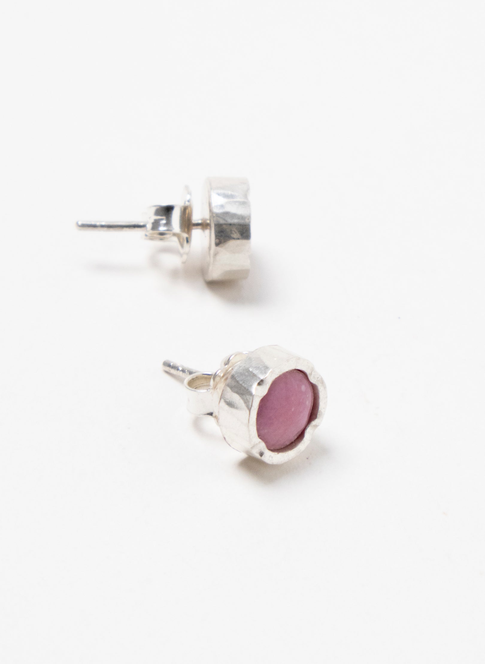 Round Rhodinite Stud Earrings