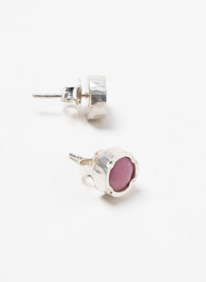Round Rhodinite Stud Earrings