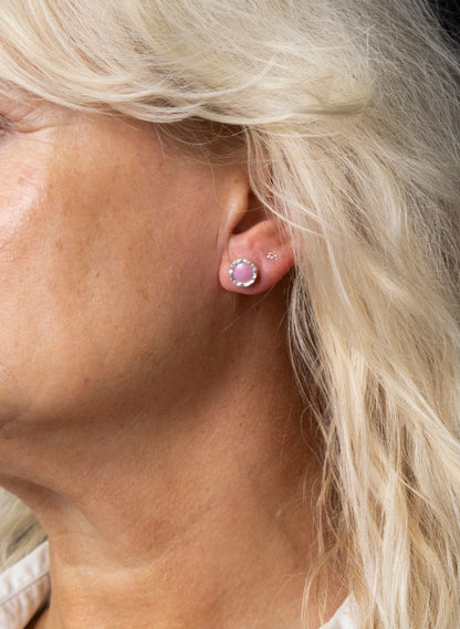 Round Rhodinite Stud Earrings