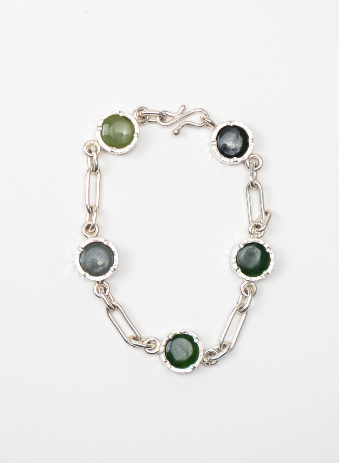 5 Stone Pounamu Bracelet - Sterling Silver