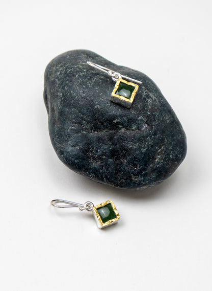 Square Pounamu Earrings