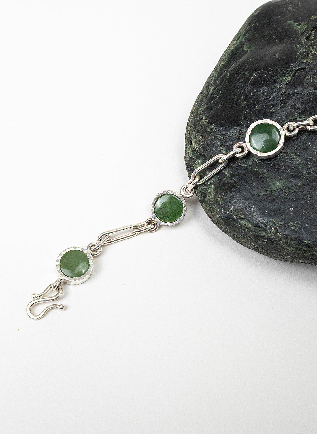 5 Stone Pounamu Bracelet - Sterling Silver