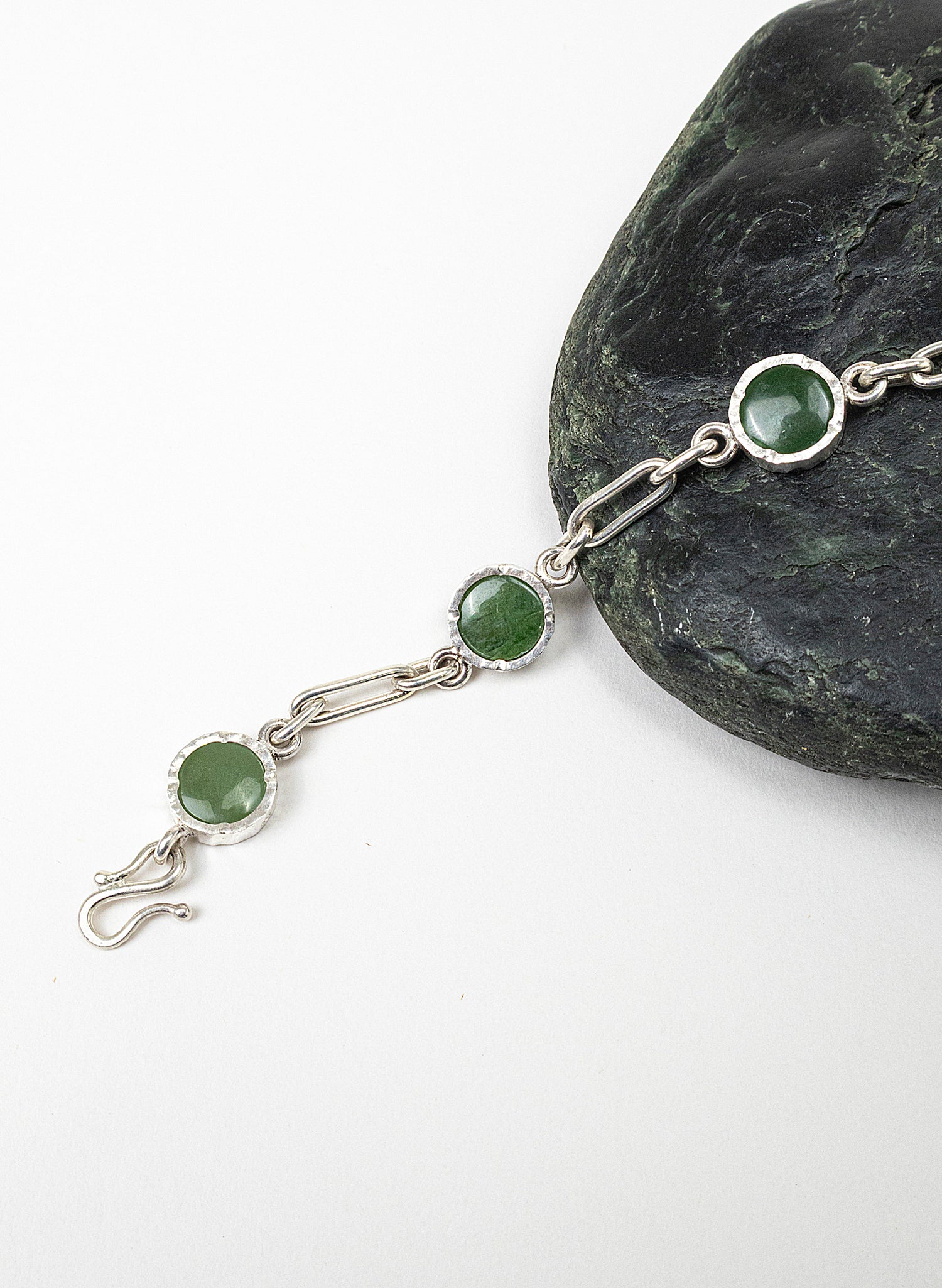 5 Stone Pounamu Bracelet - Sterling Silver