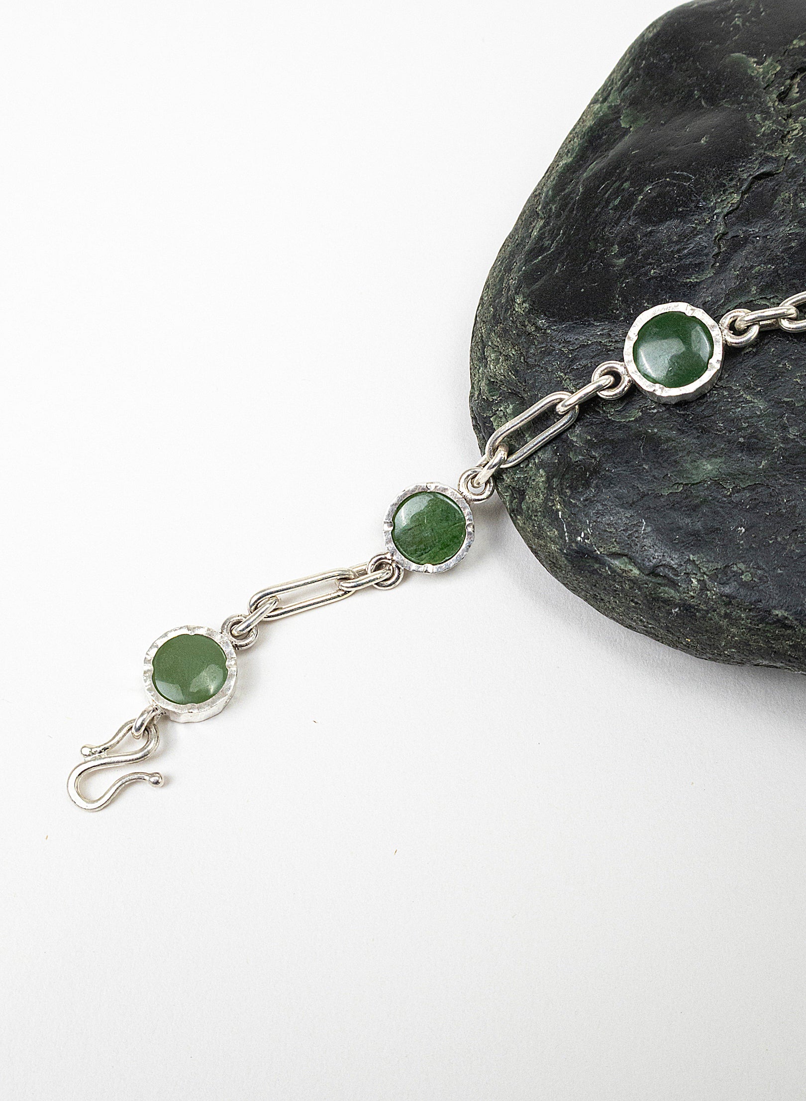 5 Stone Pounamu Bracelet - Sterling Silver