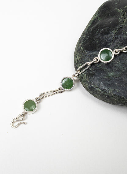 5 Stone Pounamu Bracelet - Sterling Silver