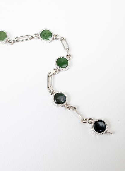 5 Stone Pounamu Bracelet - Sterling Silver