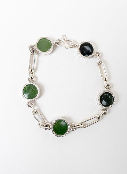 5 Stone Pounamu Bracelet - Sterling Silver