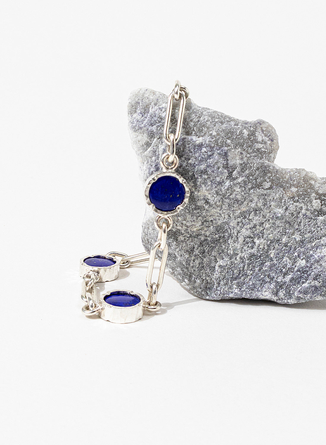 5 Stone Lapis Lazuli Bracelet - Sterling Silver