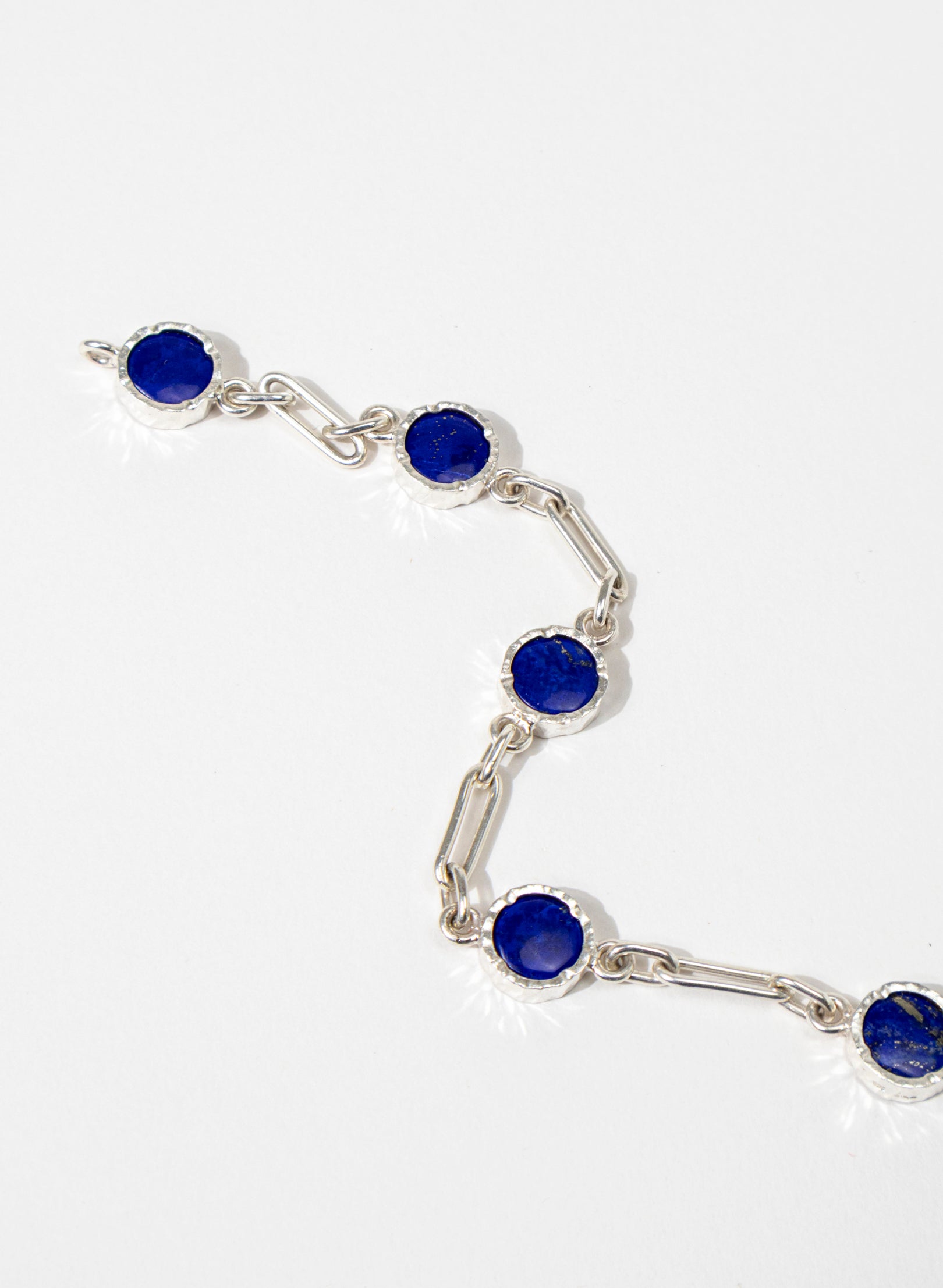 5 Stone Lapis Lazuli Bracelet - Sterling Silver
