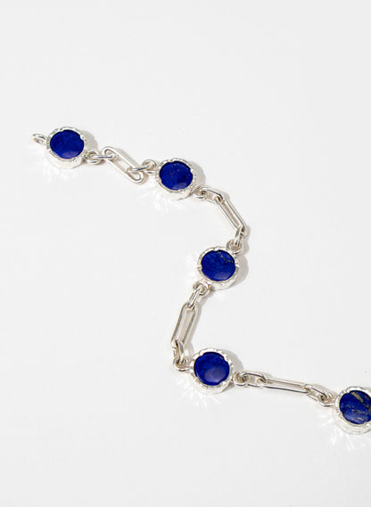 5 Stone Lapis Lazuli Bracelet - Sterling Silver