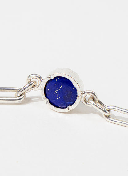 5 Stone Lapis Lazuli Bracelet - Sterling Silver