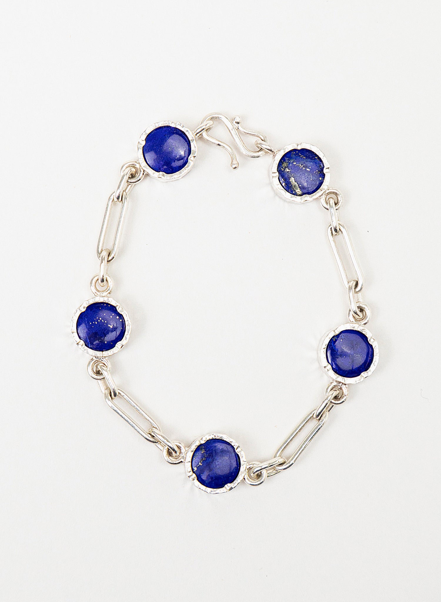 5 Stone Lapis Lazuli Bracelet - Sterling Silver