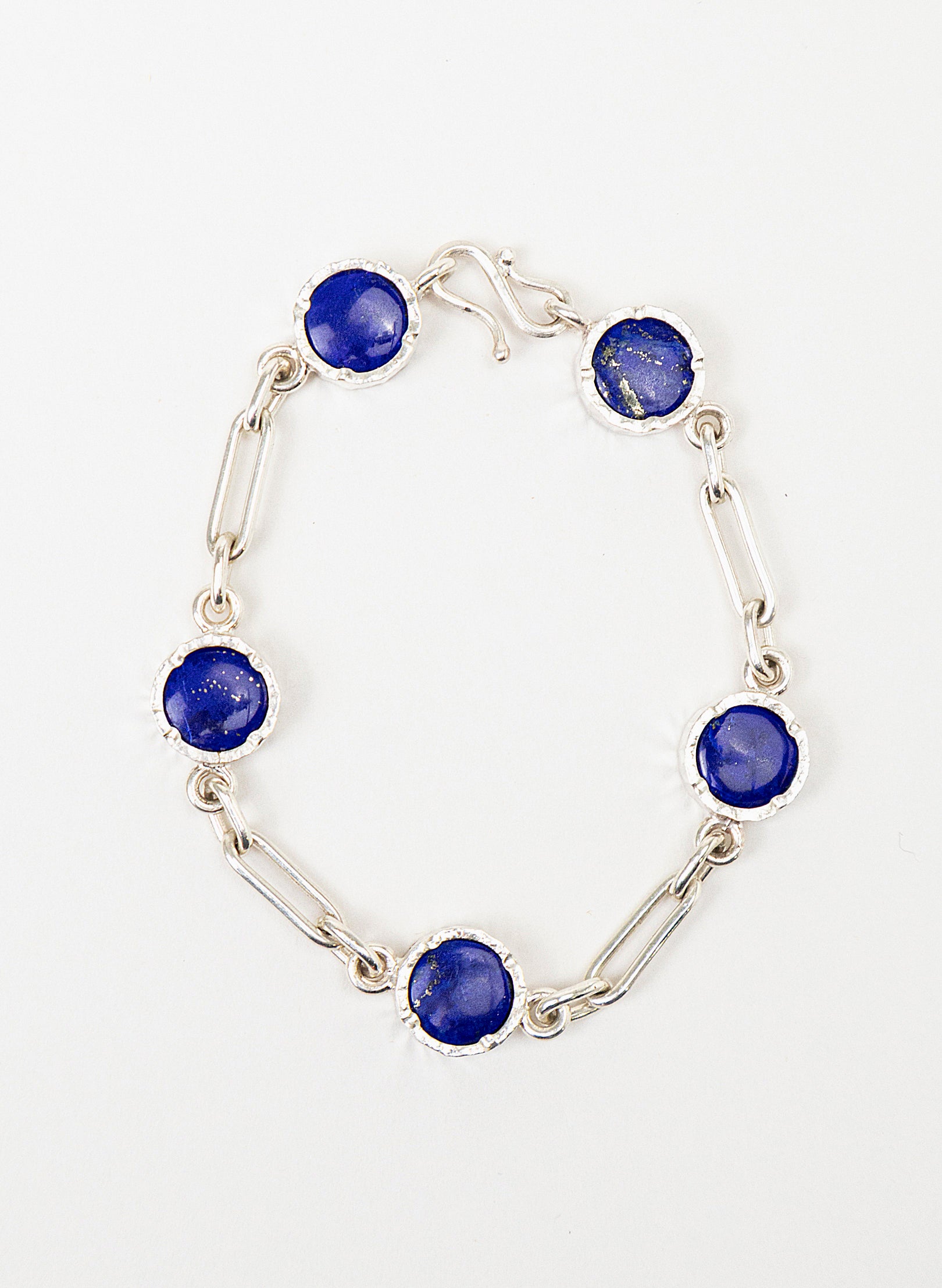 5 Stone Lapis Lazuli Bracelet - Sterling Silver