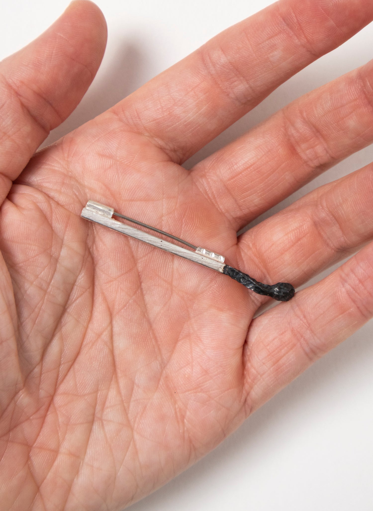 Burnt Match Brooch - Silver