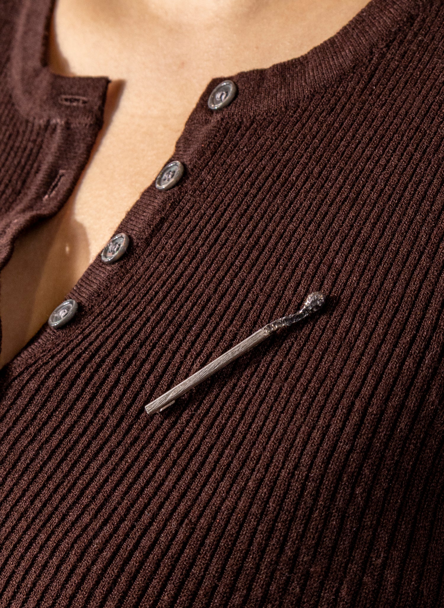 Burnt Match Brooch - Silver