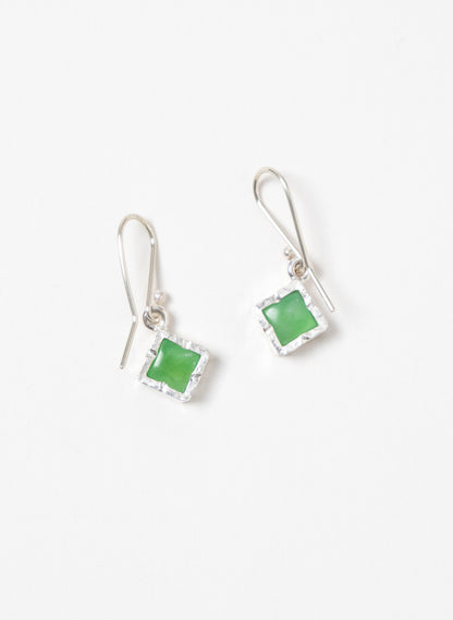 Gold Square Chrysoprase Earrings