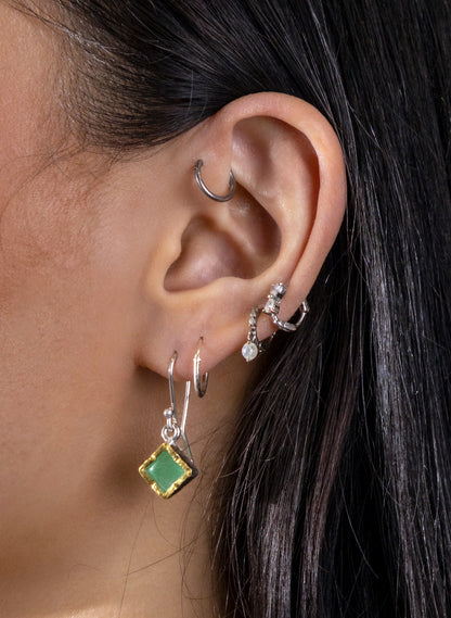 Gold Square Chrysoprase Earrings