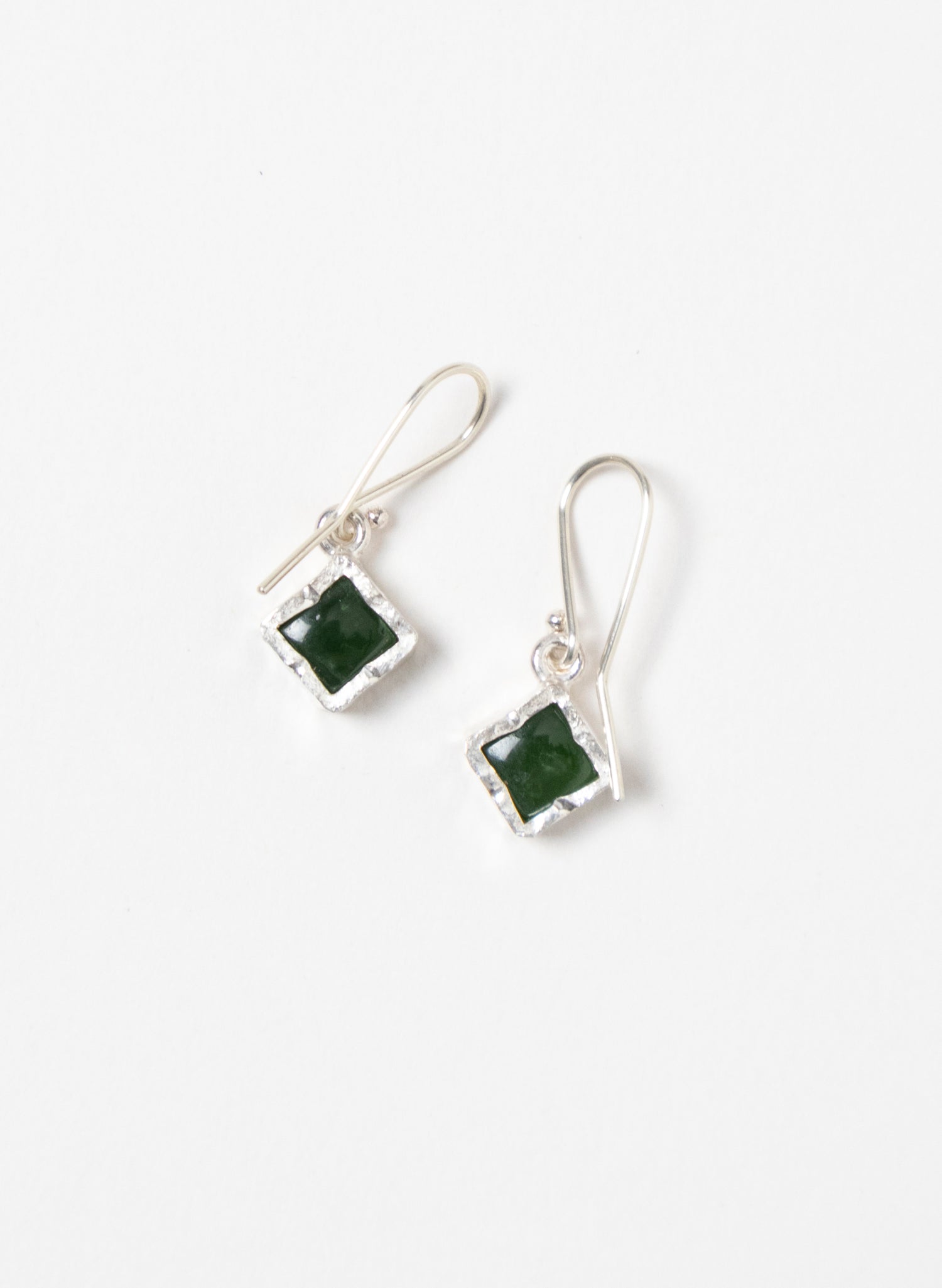 Gold Square Pounamu Earrings