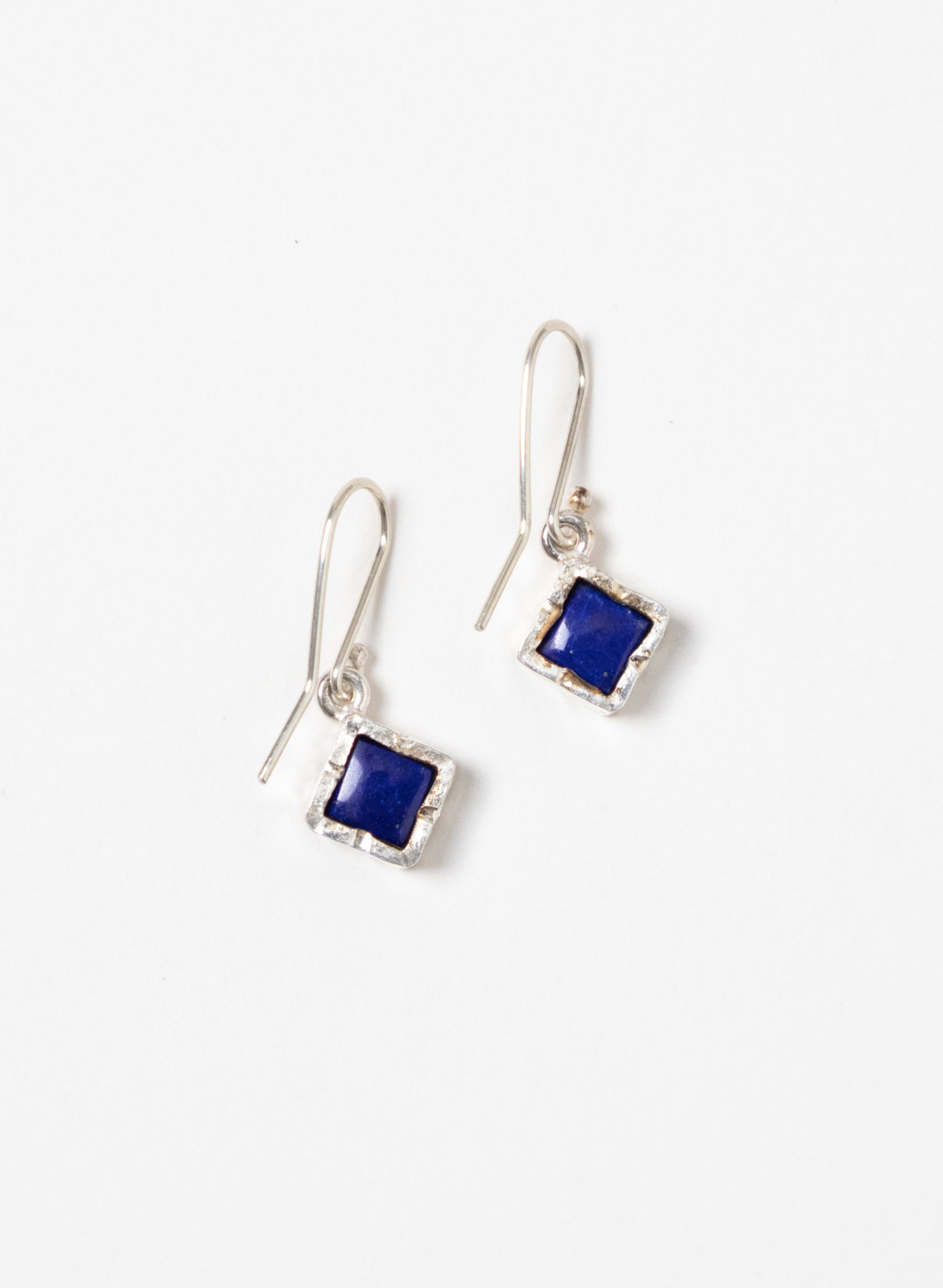 Gold Square Lapis Lazuli Earrings
