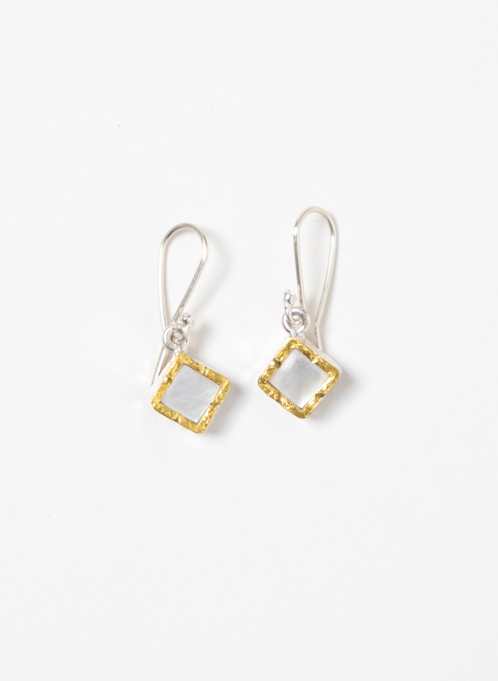 Gold Square Mother of Pearl Earrings